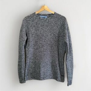 KANGOL Two Tone Fitted Pullover Crewneck Men's Sweater Size Medium Blue/White